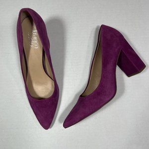 Franco Sarto Women's Shoes Purple Suede L-Palma Pointed Block Heels Size 10 M